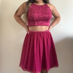 two piece pink macy’s formal dress size s